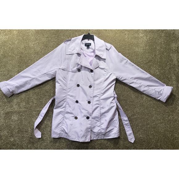 Lands' End Jackets & Blazers - Lands End Women's Sz Medium 10-12 Purple Lightweight Trench Double Breasted
